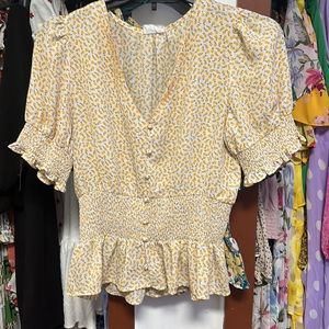 Sienna Sky short sleeve, floral pattern, smocked waist, size large